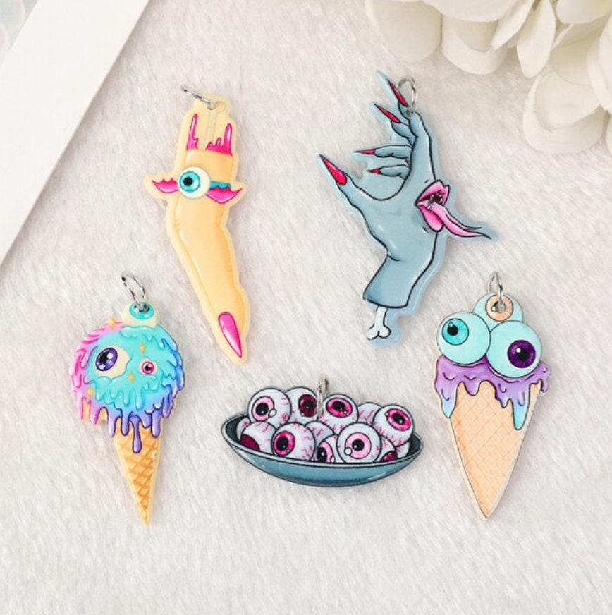 Pastel Goth Charms Spooky Creative Charms Goth Snake Cat Skull Ram Charm  Goth Charm Pastel Punk Charm Earring Necklace Ref: P13 