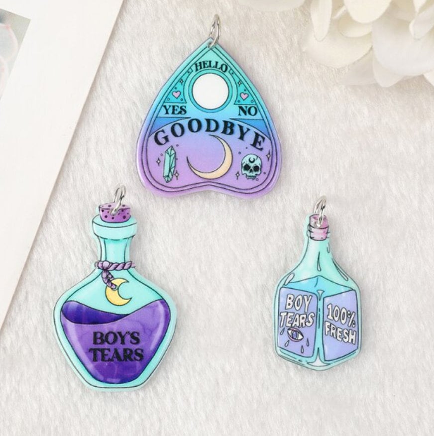 Pastel Goth Charms | Spooky Creative Charms | Boy Tears And Ouija Char