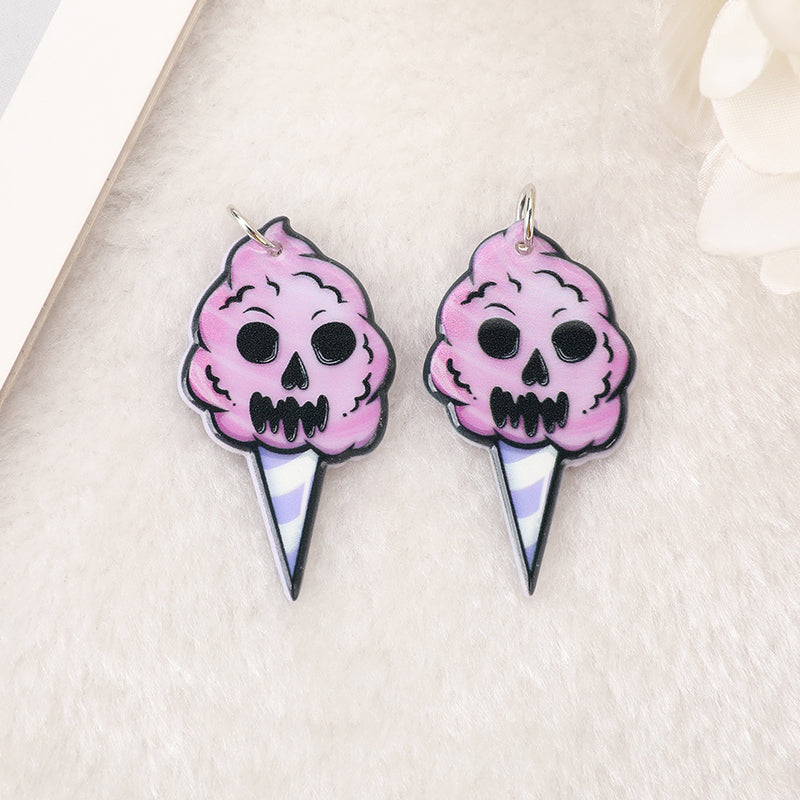 Pastel Goth Acrylic Skull Charm | Skull Cocktail | Ghost Ice Cream | Axe Blood | Ghoul Face Cream | Skull Gun | Cotton Candy Goth | Ref: P22