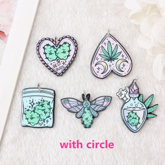 Magical Plant Power Acrylic Charms | Best Buds | Hemp Leaf Charm | Weed Smoke Jewelry | Pendant For Earring Necklace P81