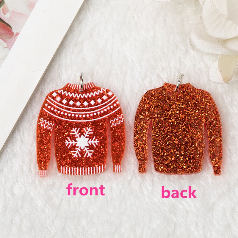 Christmas Sweater Acrylic Charms | Holiday Sweaters Charms  | Ugly Christmas Sweater Jewelry  |  P127