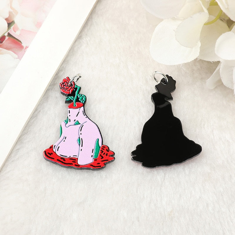 Fashion Skull Acrylic Charms | Creative Skull | Roses | Skull Butterfly | Heart | Pendant For Earring Necklace | DIY Making P119