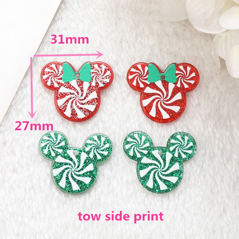 Candy Christmas Acrylic Charms | Mouse Charms  | Pendant For Earring Necklace | DIY Making P123