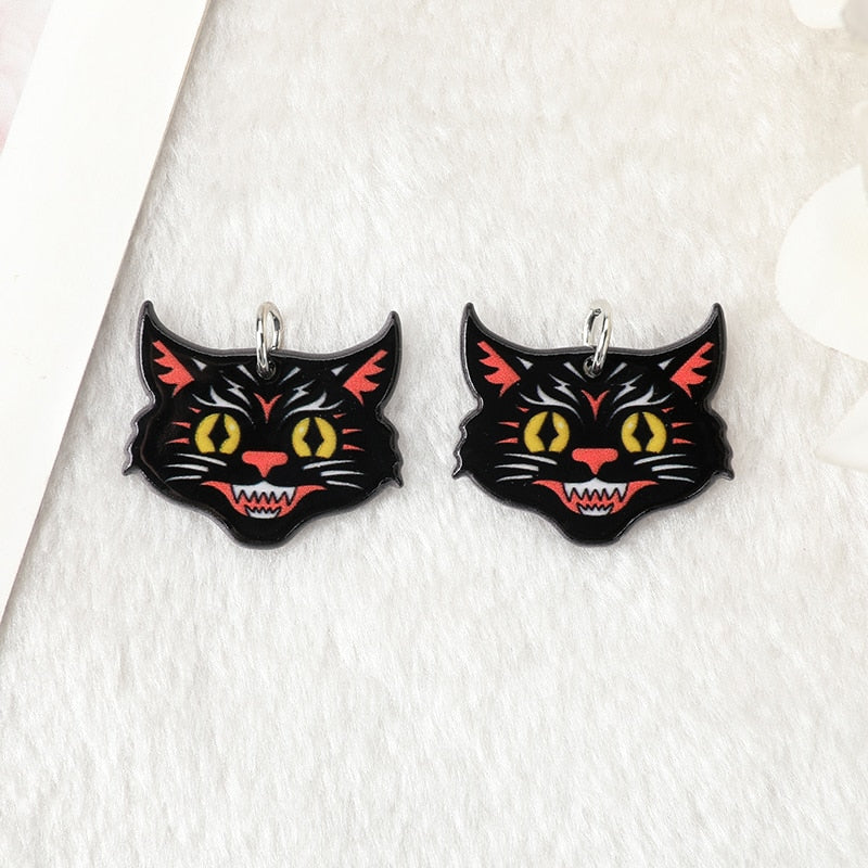 Halloween Acrylic Charms | Banjo Cat | Saw Girl | Cat | Pendant For Earring Necklace P90