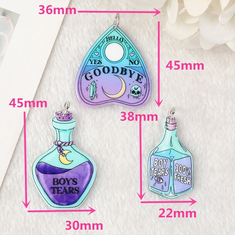 Pastel Goth Charms | Spooky Creative Charms | Boy Tears And Ouija Charm |  Boy Tears Goth Charm | Ouija Goth Pendant | DIY Making | Ref: P8