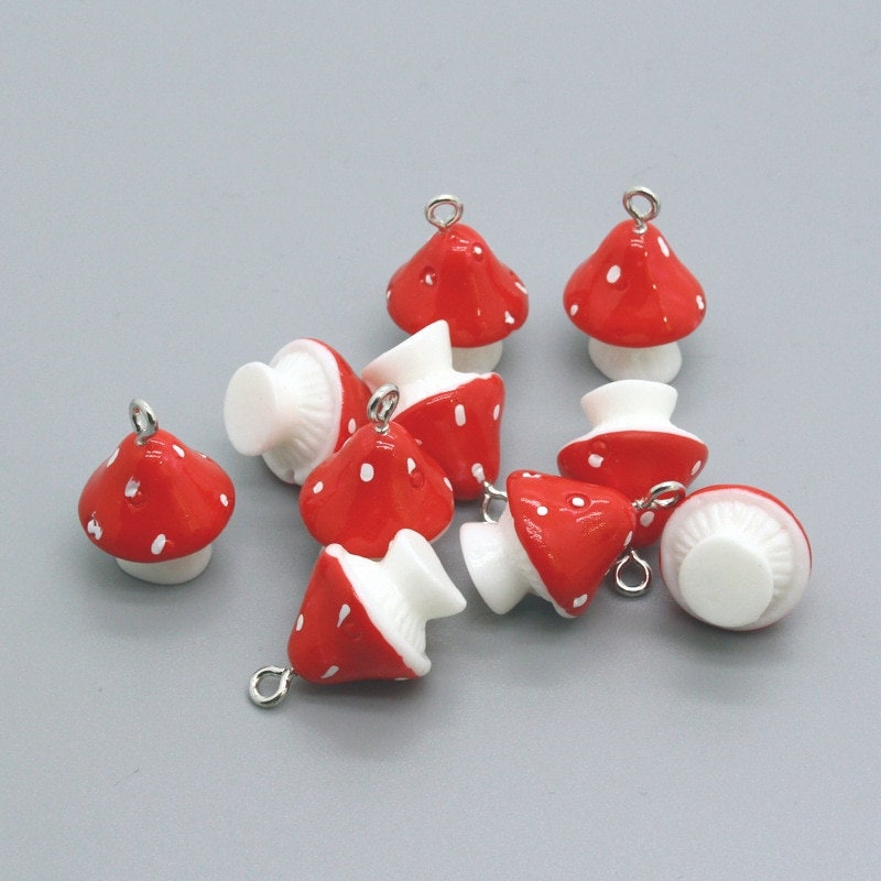 Mushroom 3D Resin Charm | Mushroom Charm | Earrings Bracelet Necklace Pendant | DIY Jewelry Supply |  Diy Making Handmade Craft | Ref. R3