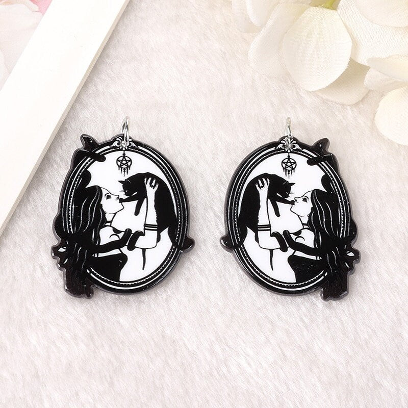 Witch Wicca Gothic Acrylic Charms, Pagan Raven