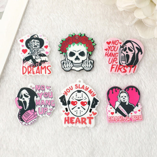 Goth Valentines Charms, Halloween Gothic Acrylic Charms