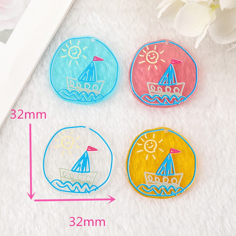 Boat Charms | Acrylic 3D Print Little Boat Charms | Sail Charms | Ocean Charms |