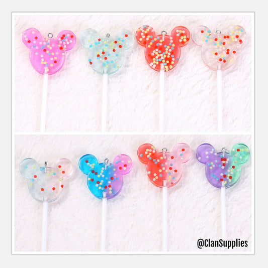 Glitter Resin Lollipop Charms |  Candy Cabochons Pendant Necklace Earring | A2
