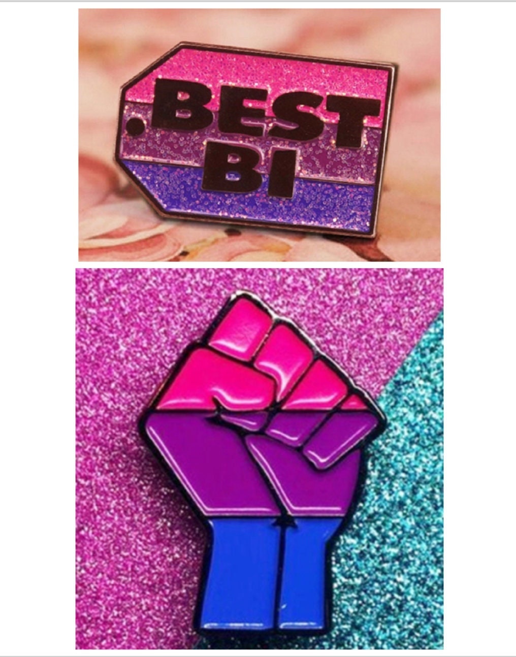 Bisexual Enamel Pin | Best Bi  Lapel Pin | BIsexual Fist Brooch | Pride Pin | LGBT Gift | Bisexual Power Pin | B1