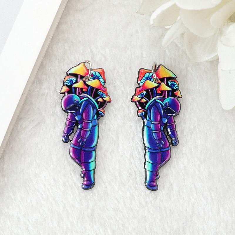 Space Trip Charms | Psychedelic Creative Charms | Astronaut Charm | Mushroom Spaceman Charm | Rocket Charm | DIY Pendant Earring | P71