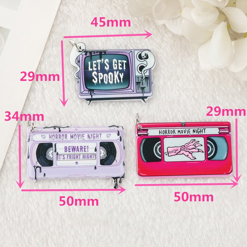 Horror Movie Acrylic Charm – Pastel Goth Spooky TV | Ref: P1 - Image 2