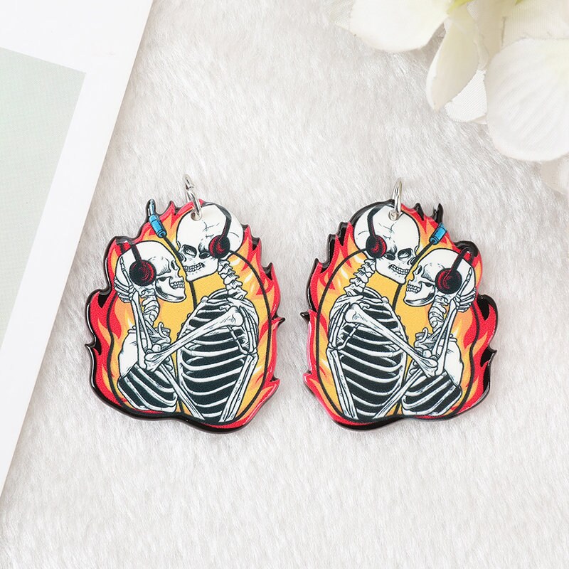 Skull Lovers Acrylic Charm | Dead Skeleton Woman Afro Sexy Nubian | Ref: P4 - Image 6