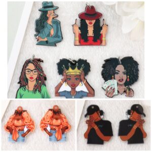 Afro Woman Acrylic Charm | Black Queen Pendant | BLM | Ref: P3
