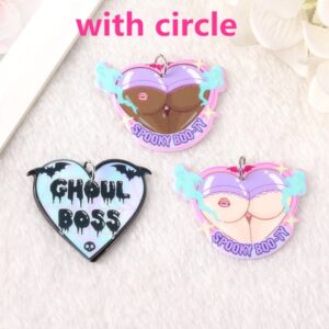 Sexy Booty Pastel Goth Acrylic Charms | Ghoul Boss Heart | DIY Jewelry | Ref: P38