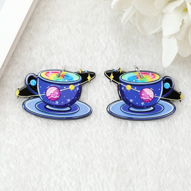 Pastel Goth Space Acrylic Charms | Planet | Saturn | Galaxy Cup | Cosmic Jewelry | Ref: P23 - Image 5