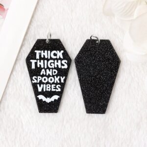 Thick Thighs and Spooky Vibes Glitter Acrylic Coffin Charms | Ref: P346