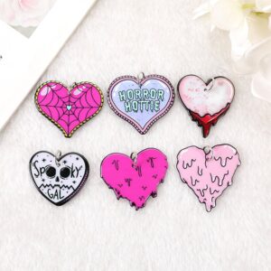Halloween Spider Heart Acrylic Charms – Spooky, Horror & Bloody Heart Pendants Ref: P35