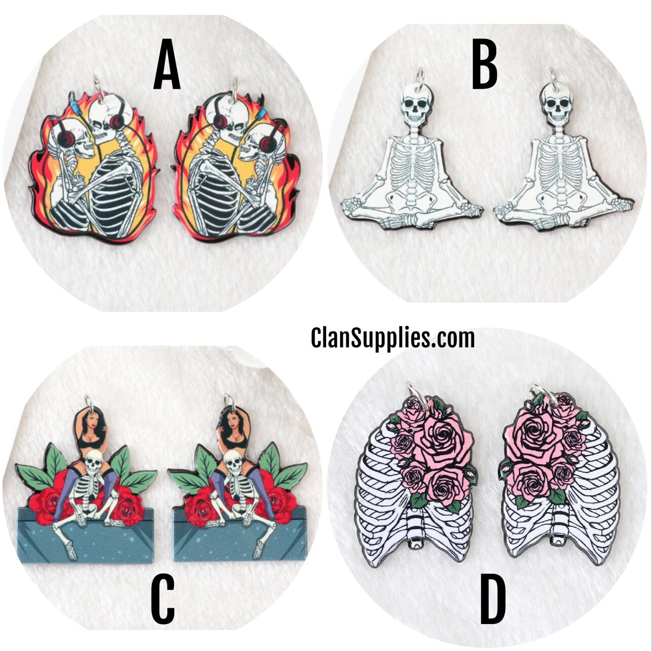 Skull Lovers Acrylic Charm | Dead Skeleton Woman Afro Sexy Nubian | Ref: P4 - Image 3