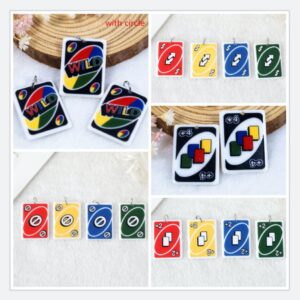 Uno Card Acrylic Charms | Reverse · +2 · +4 · Skip · Wild Card | Ref: P17 
