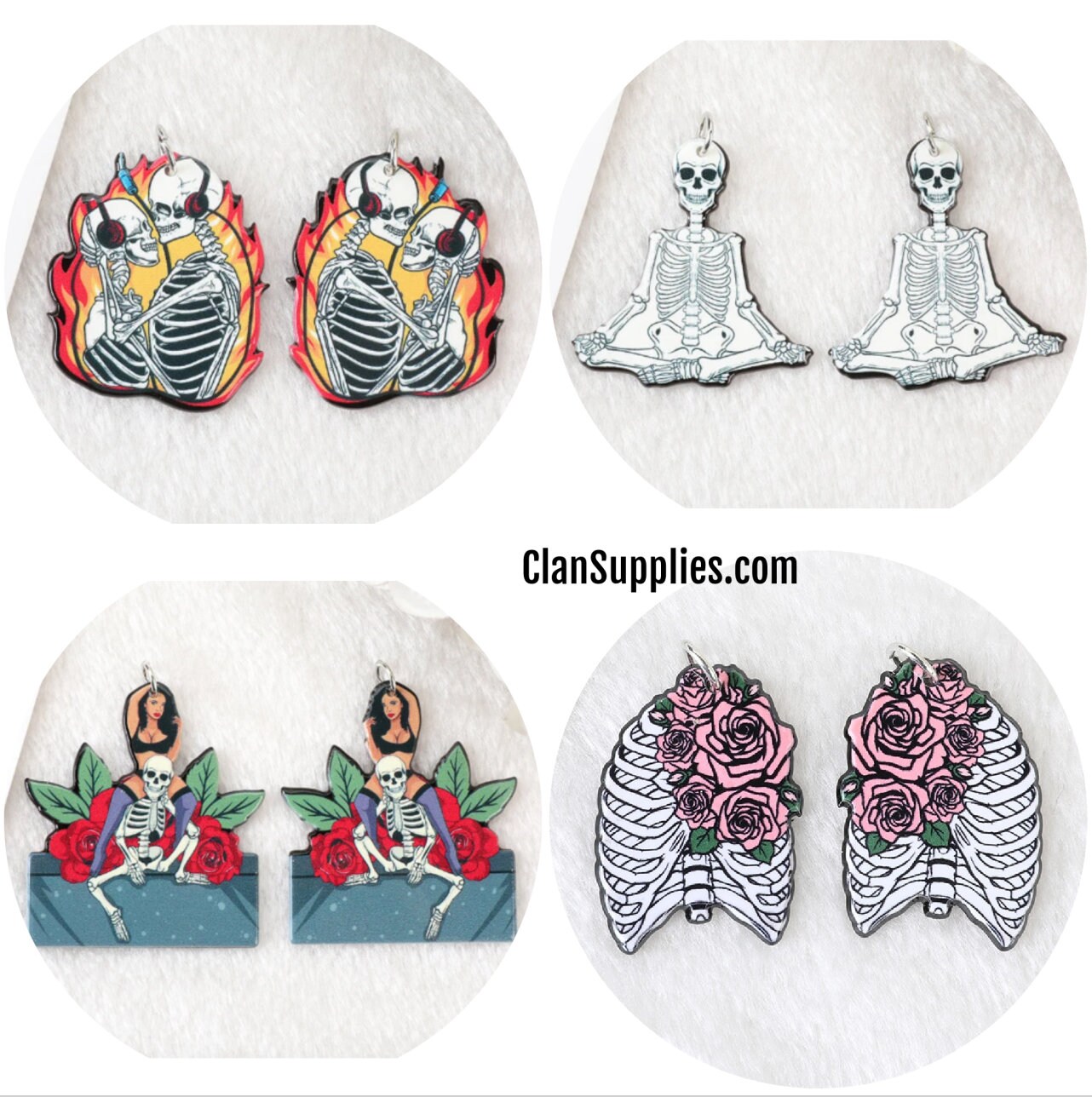 Skull Lovers Acrylic Charm | Dead Skeleton Woman Afro Sexy Nubian | Ref: P4 - Image 2