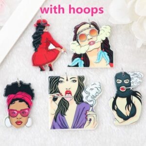 Sexy Smoking Women Acrylic Charms – Girl Power Goth Pendants | Ref: P32
