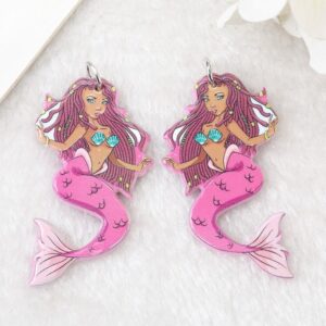 Mermaid Pastel Goth Acrylic Charms – Siren Sea Maid Pendants | Ref: P33