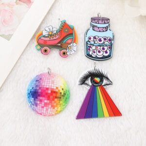 Retro Creative Acrylic Charms | Roller Skates · Rainbow Eye · Disco Ball · Eyes Jar | Ref: P142