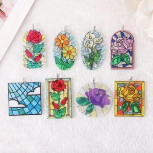 Flower Stained Glass Acrylic Charms | Roses, Tulips & Lilies | Ref: P197