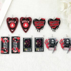 Black and Red Halloween Acrylic Charms | Ouija | Horror Queen | Call Me | Horror TV | Video Tape |  Ref: P227