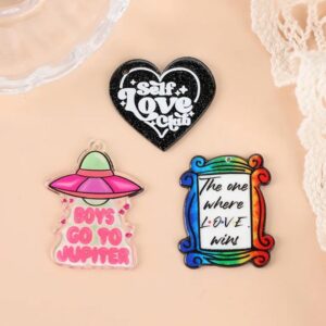 🌈 LGBT Acrylic Charms | Self Love Club | Boys Go To Jupiter | The One Where Love Wins | Gay Pride Jewelry | Ref: P249
