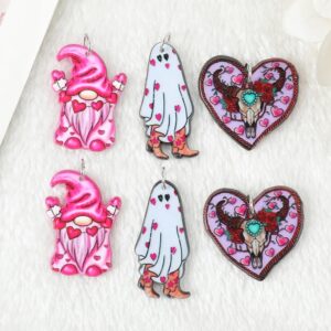 Valentine’s Day Acrylic Charms | Gnome Lover, Ghost with Hearts, Cow Skull | Ref: P290