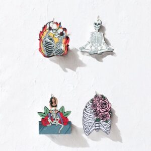 Skull Lovers Acrylic Charm | Dead Skeleton Woman Afro Sexy Nubian | Ref: P4